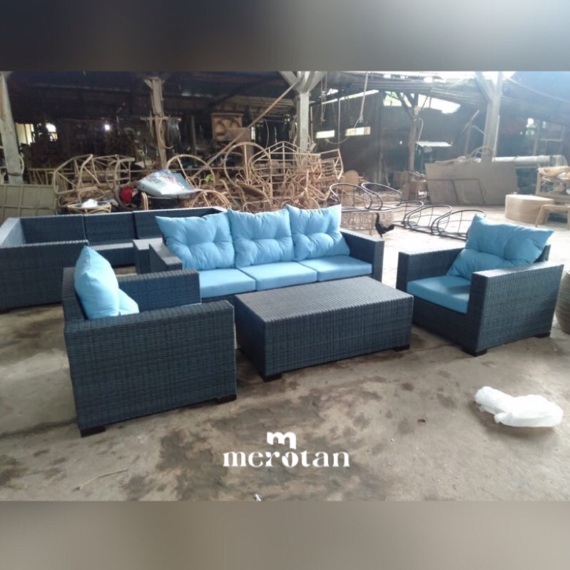 Set Sofa Rotan Sintetis / Sofa Tamu Rotan Sintetis