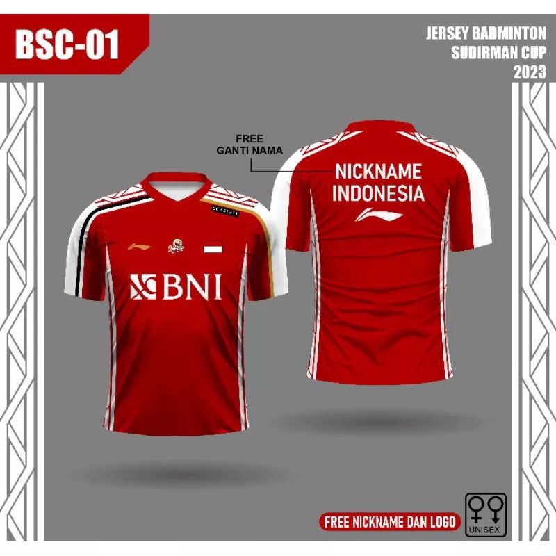 Jersey Badminton Piala Sudirman Cup 2023 Baju Bulutangkis Lining Kaos Olahraga