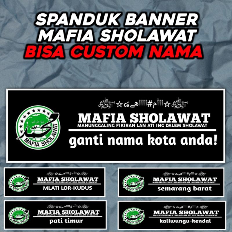 Spanduk banner mafia sholawat hitam bisa custom