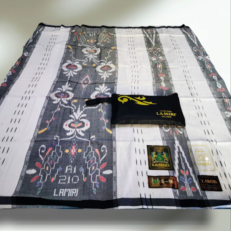 SARUNG LAMIRI ASLI 100℅ TENUN MOTIF ALBINO BAHAN SONGKET SUTRA CAMPUR MESRES SUPER