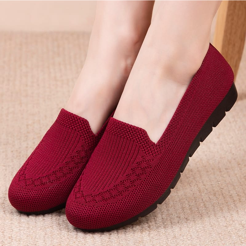 TOPGROSIR “FREE BOX” LV0248 Sepatu Flatshoes Wanita Sepatu Slip On Wanita Tanpa Tali Sepatu Flyknit Wanita Import Fashion