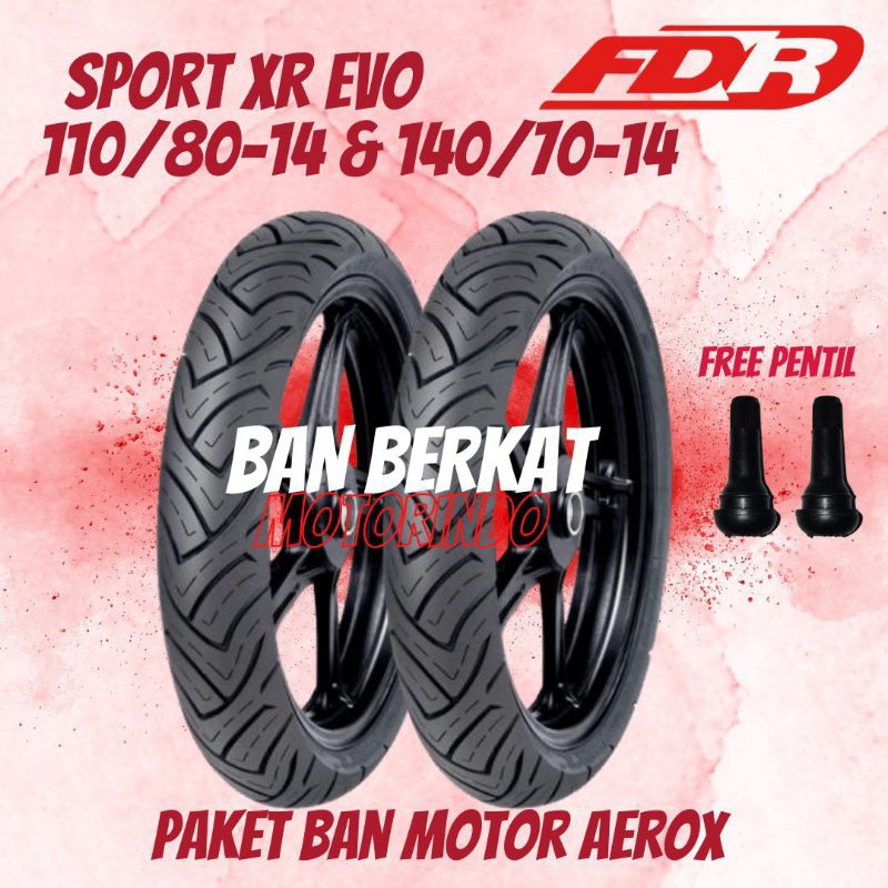 Paket Ban Motor Yamaha Aerox / FDR Sport xr evo 110/80 Ring14 140/70 Ring14 Tubeless