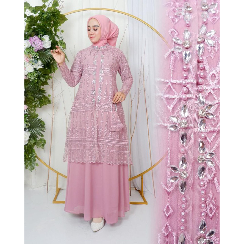 AZURA SCRAF / Dress Amalia Bahan Ceruty Mix Tulle Safto Non Gliter Mewah / Dress Kondangan Kekinian / Gamis Mewah Terlaris / Gamis Outher Premium / Gamis Tanah Abang / Gamis Kondangan / Gamis Ceruty / Dress Tulle / Dress Premium / Gamis Modern