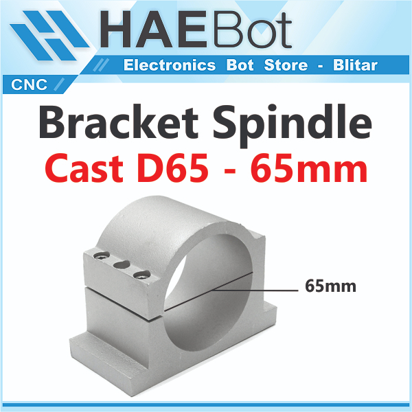 [HAEBOT] Bracket Spindle Cast Round 65mm Square Clamp Motor Holder D65 Mount Dudukan Trimmer Dinamo Aluminium CNC Router Tuner 65 mm DC