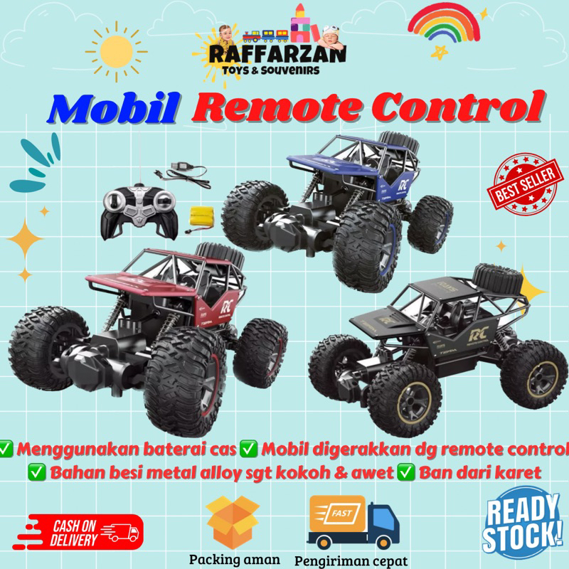 Mainan Anak Mobil Remote Control Mobil Offroad Rock Crawler Mobil Remot Baterai Cas Mobil Bahan Besi