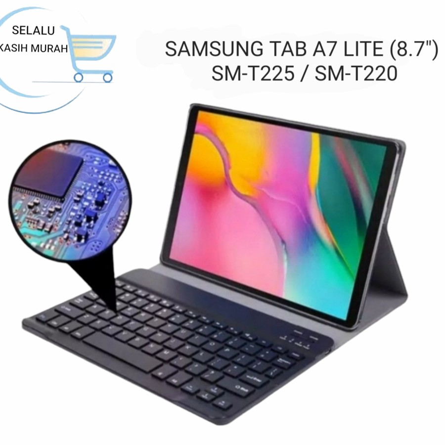 Case Keyboard Bluetooth Samsung Galaxy Tab A7 Lite 2021 T220 T225 Bookcover Flip Cover Casing