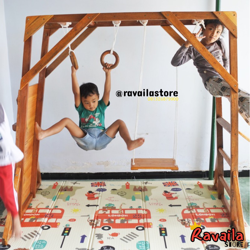 Mainan anak brakiasi fullset prosotan ayunan