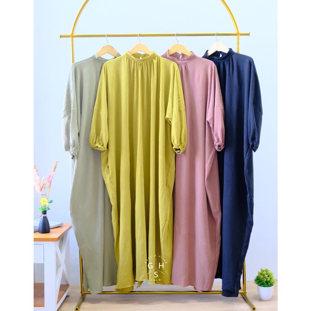 FABIOLA GAMIS KAFTAN OVERSIZE DRESS PANJANG ATASAN WANITA CRINCLE AIRFLOW PREMIUM(KJI)