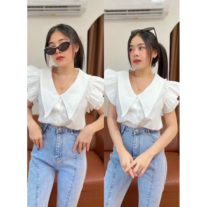 Top Ruffle ||kemeja wanita || korea shirt