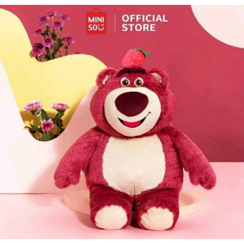 miniso 🇲🇨 x toy story bantal lotso wangi strawberry/u pillow/boneka lotso/bantal boneka