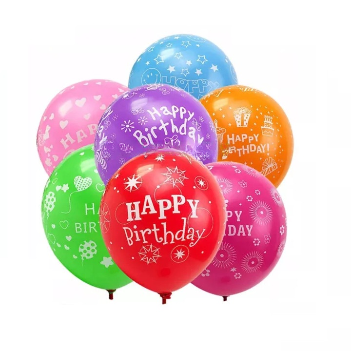 Balon Latex Happy Birthday / Balon Ulang Tahun / Balon Happy Birthday 12 Inch / Balon Happy Birthday Mix
