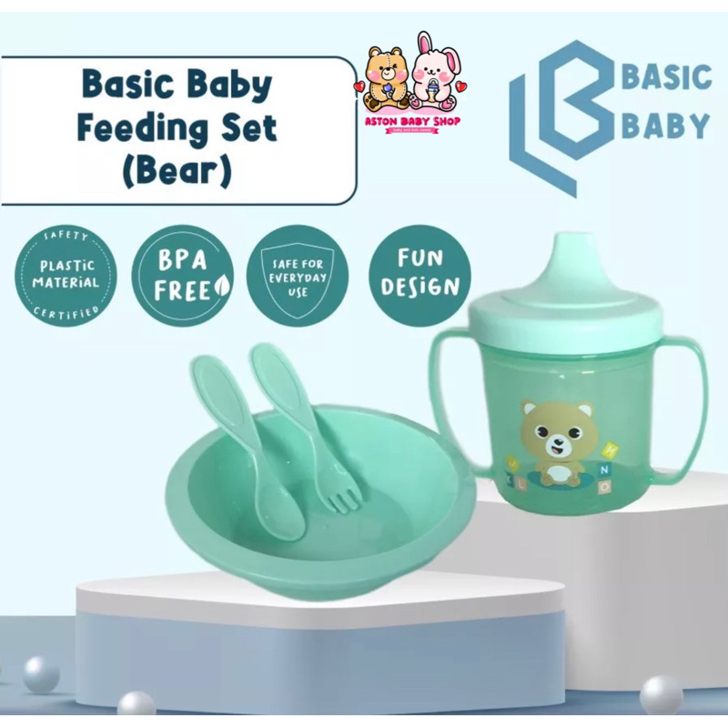 Basic Baby Feeding Set Bear/ Dino Set Peralatan Makan Bayi