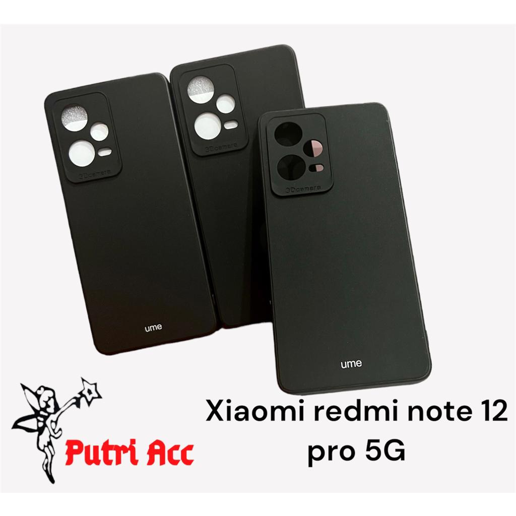 CASING XIAOMI REDMI NOTE 12 PRO 5G UME MATTE SOFTCASE SILIKON BLACK DOVE PROTECTION CAMERA