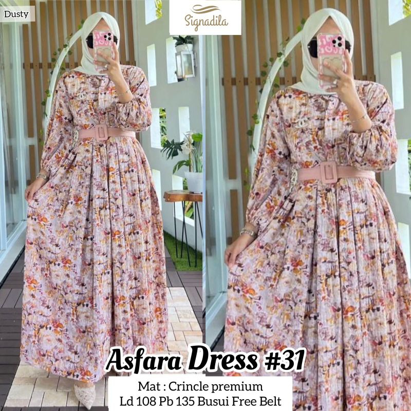 ASFARA DRESS #31/DRESS WANITA MOTIF BUNGA FREE BELT/GAMIS WANITA BY SIGNADILA