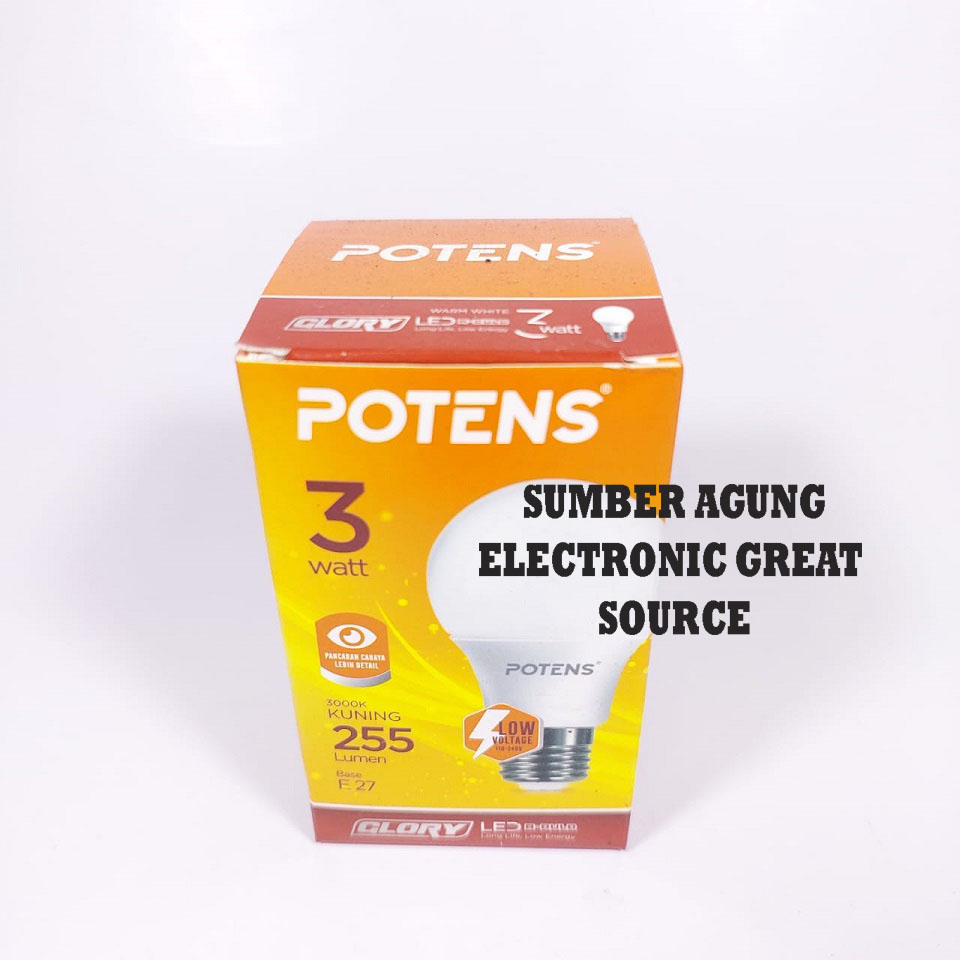Potens Glory Lampu LED 3W Yellow 3 Watt Cahaya Kuning 3000K 255 Lumen
