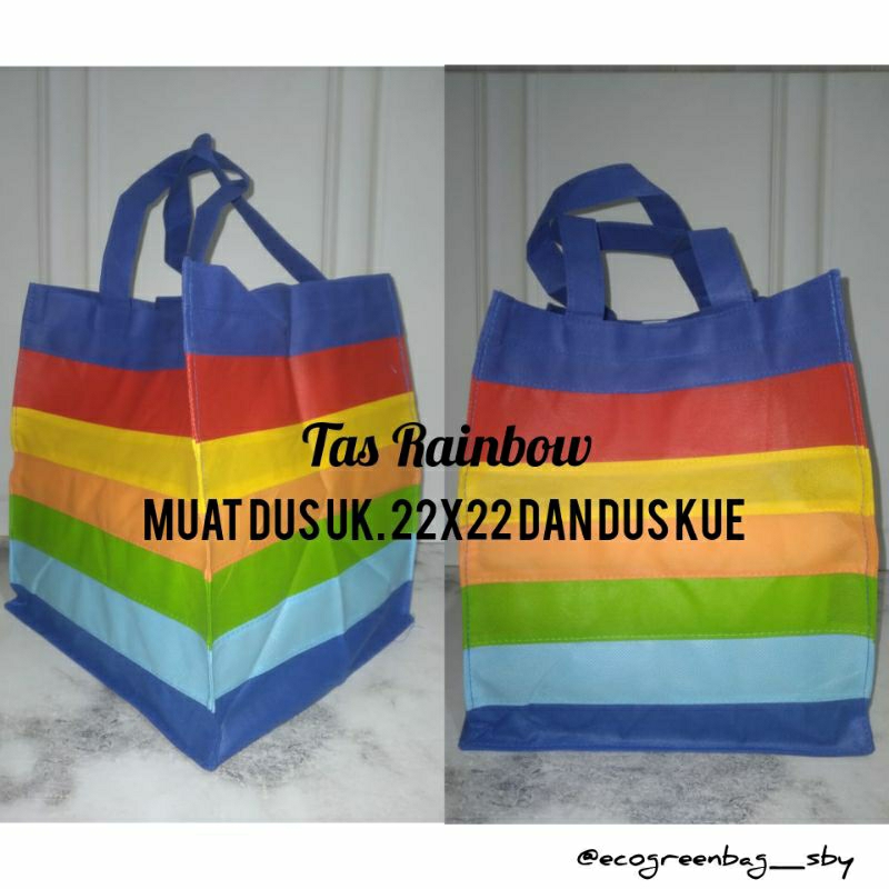 

Tas Rainbow bahan tebal 27x24x24 untuk dus uk 20 atau 22 tas hajatan/tasyakuran