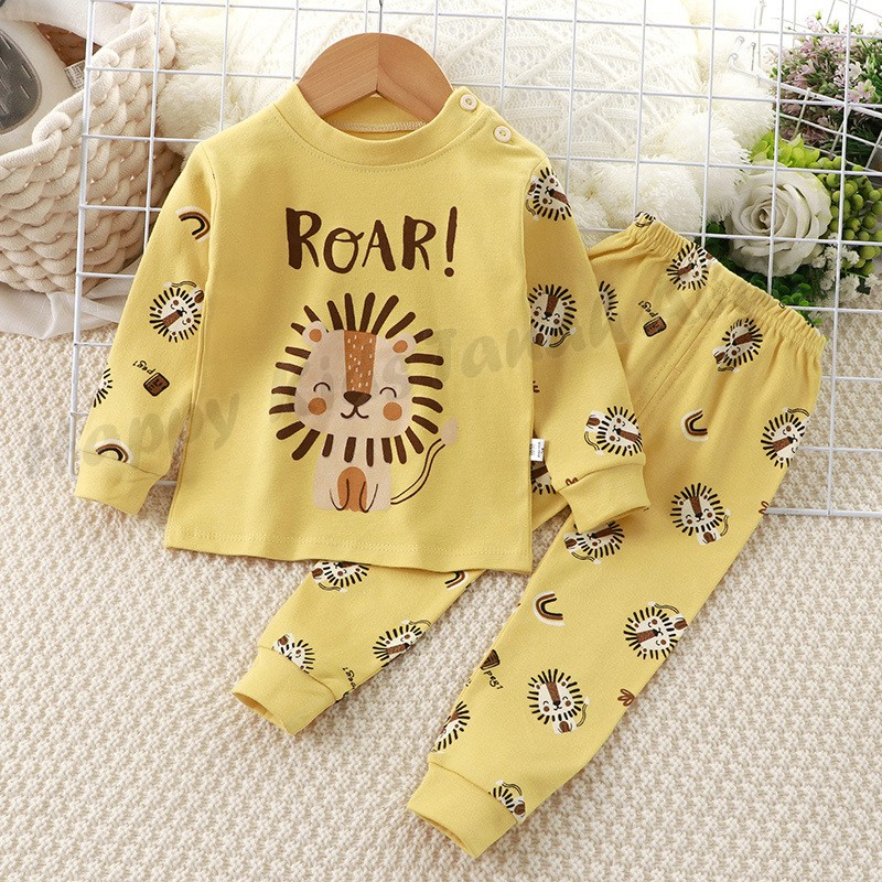 SETELAN LENGAN PANJANG ANAK LAKI-LAKI IMPORT / BAJU TIDUR ANAK WARNA KUNING MOTIF SINGA KEKINIAN / SET PIYAMA ANAK MURAH BERKUALITAS