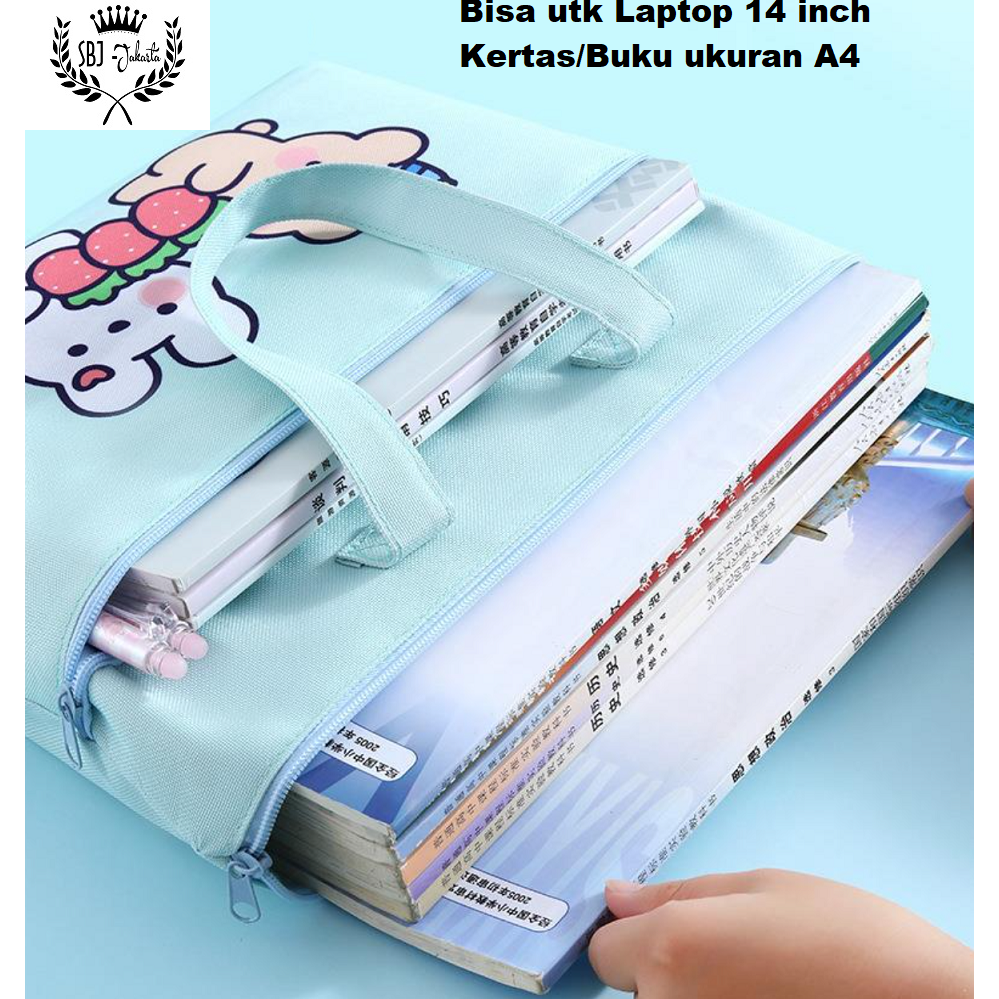 Tas Belajar Tas sekolah Tas Kursus anak Tote Bag MESSENGER BAG Ukuran F4 Laptop 14&quot; Tas Jinjing Multifungsi