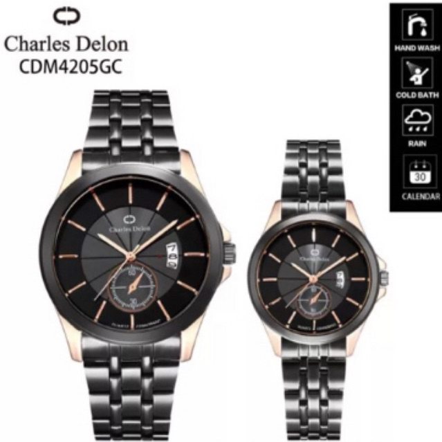 jam tangan charles delon couple rantai TGL aktif original anti air