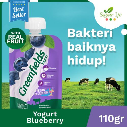 

Greenfields Yogurt Blueberry 110 Gram / Pack Rasa Buah Blueberi Susu Olahan