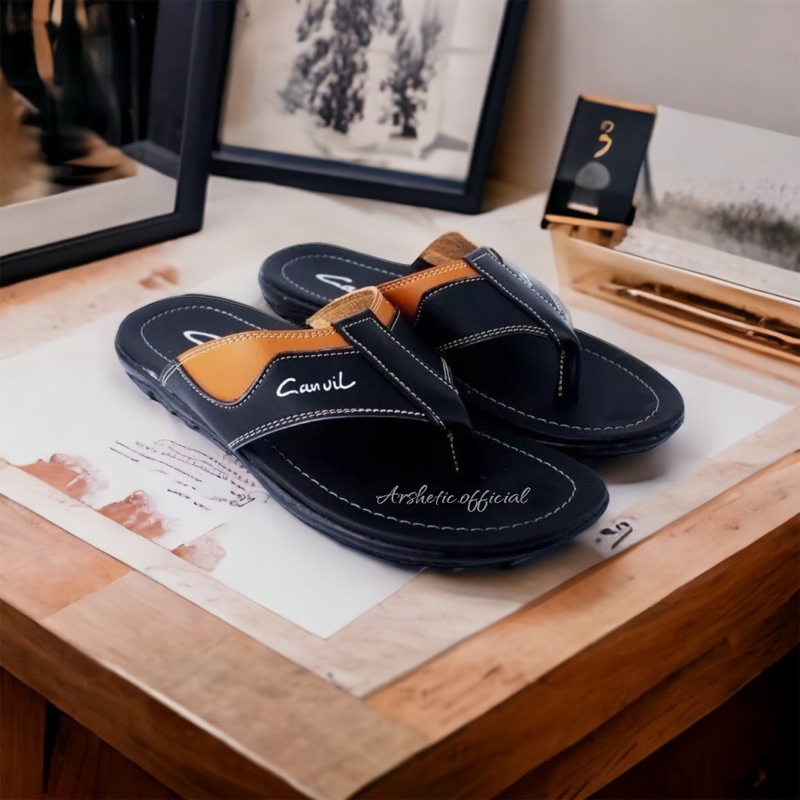 Sandal jepit Pria / Sandal kulit Casual / Sendal Santai Pria dewasa Kualitas Terbaik CNVL 39 - 43
