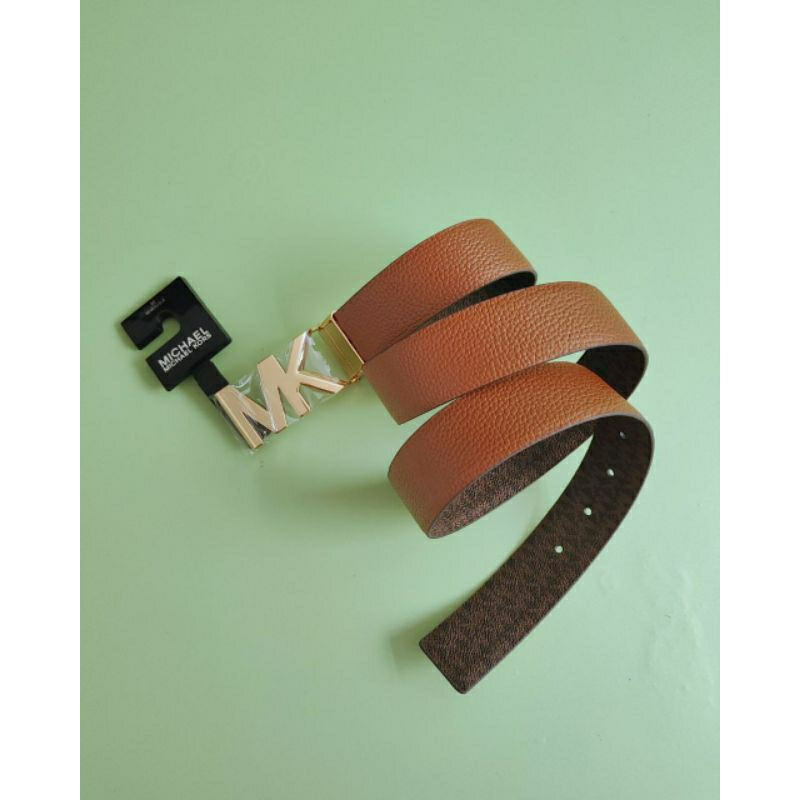 Ikat Pinggang Wanita Original MK Reversible Belt Signature Brown/Brown Gold