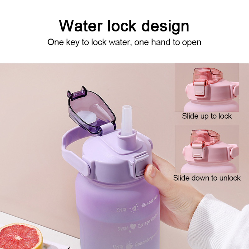 【Stok Siap】Botol Minum 2.0 Liter 1500ML Korea VIRAL Botol Penanda Waktu Botol Minum Viral