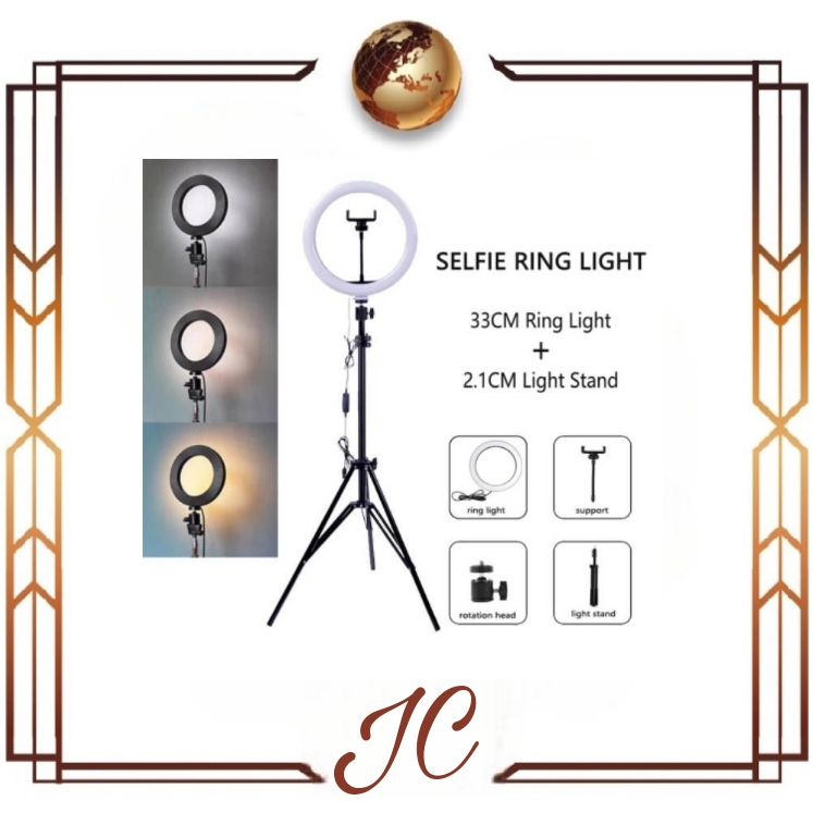 (JC) RINGLIGHT PLUS TRIPOD 2.1 M FOR STREAMING AND SELFIE 26CM