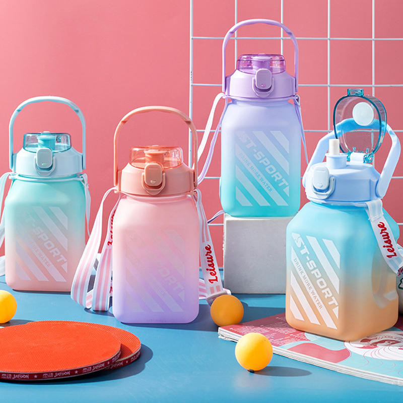 【Stok Siap】Botol Minum 2.0 Liter 1500ML Korea VIRAL Botol Penanda Waktu Botol Minum Viral