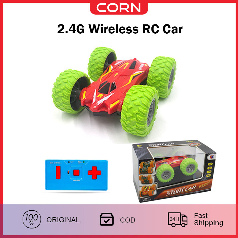 2.4G Mini RC Stunt Drift Car Climbing Off-road Double-sided Electricnic High Speed 3D Flip Car- Green