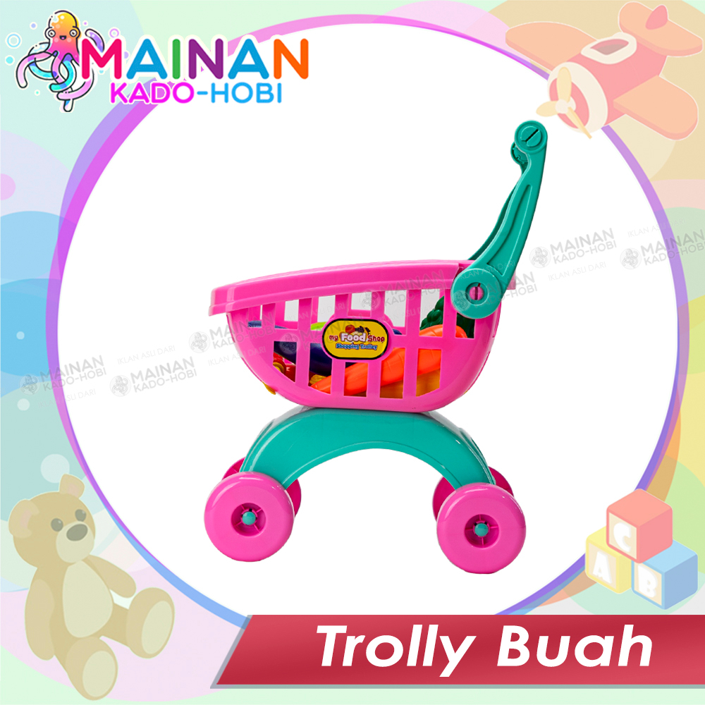 HADIAH ULANG TAHUN MAINAN PERAN EDUKASI MOTORIK ANAK PEREMPUAN TROLI BUAH SAYUR