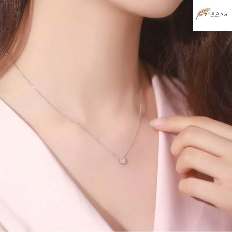 KALUNG PERAK ASLI SILVER 925 LAPIS EMAS PUTIH MODEL NAGITA SLAVINA RANTAI NORI POLOS KECIL - PERHIAS