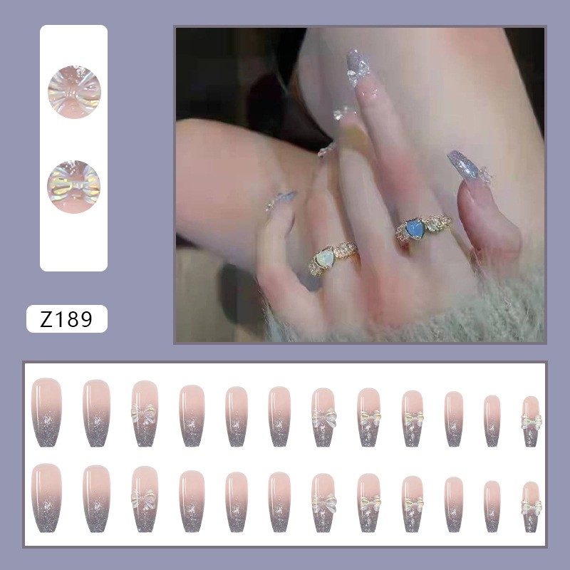 Pretty Kuku Palsu 24Pcs Free Lem/Fake Nails Cute/Long Nails Fashion Acylic Free lem 2gr/Fake Nail Art