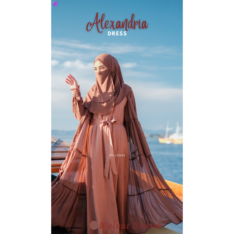 ALEXANDRIA DRESS SET (Gamis, Outer, Pashmina) FRE CADAR