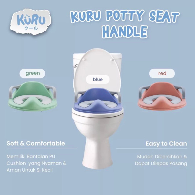 Kuru Potty Seat Handle Alas Duduk Kloset Toilet Anak Pegangan Training Pee Poo Alas Duduk Empuk