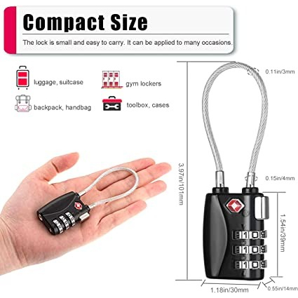 Gembok Koper Angka 3 Digit Suitcase Password TSA Lock - TSA-719 - Black