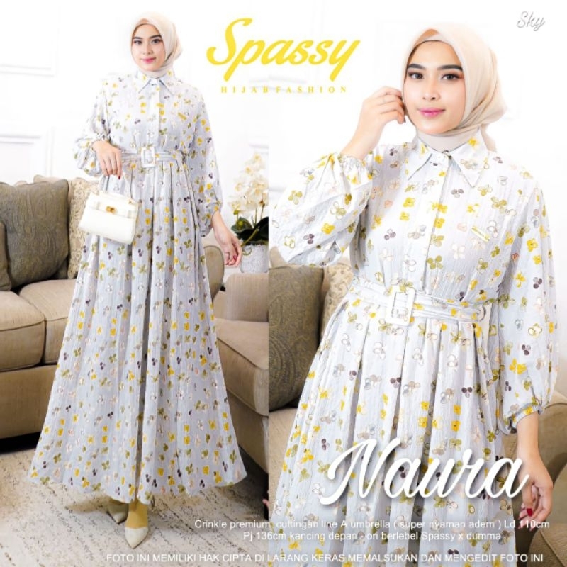 Spassy Naura Maxy Cringkle Premium Naura Dress Original By Spassy Hijab