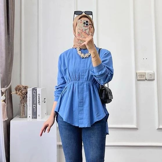 ALYA SHIRT - Kemeja Wanita Kerut Depan Kemeja Linen Oversize