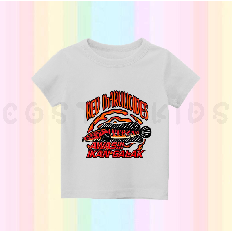 BAJU ATASAN ANAK KAOS ANAK IKAN CHANNA RED MARU