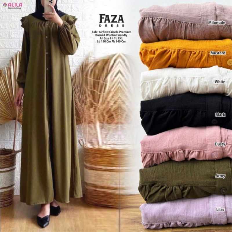 Dress kekinian wanita katun airflow crincle premium faza dress by alila
