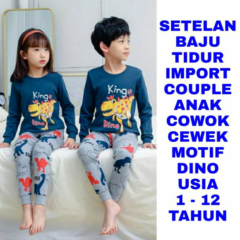 WK SETELAN BAJU TIDUR IMPORT PIYAMA ANAK LAKI LAKI PEREMPUAN COUPLE