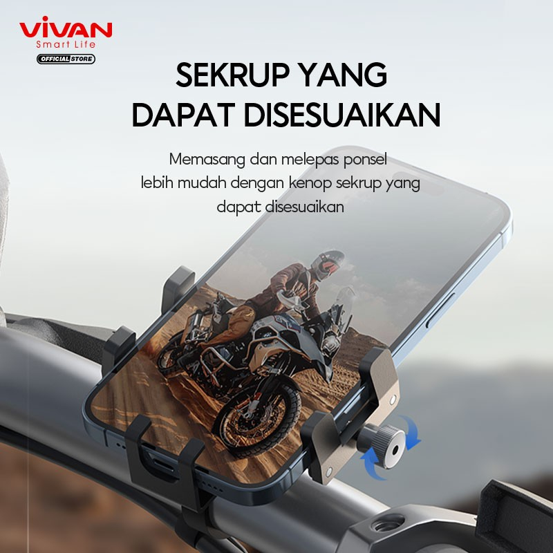 VIVAN VMH02 Phone Holder Sepeda Motor Bicycle Motorcycle Aluminium Universal