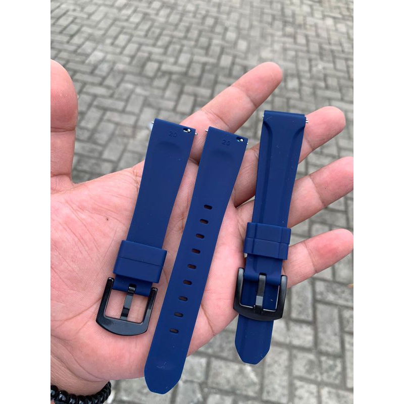 Strap tali jam tangan silicon original navy lug 20mm lentur lembut