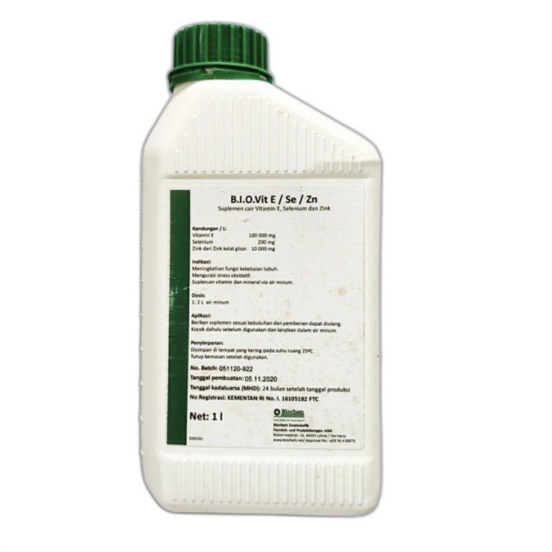 Biovit E/ SE/ ZN 1 Liter Cair Biochem Germany Vitamin E Selenium Zink 1L Bio Vit Hewan