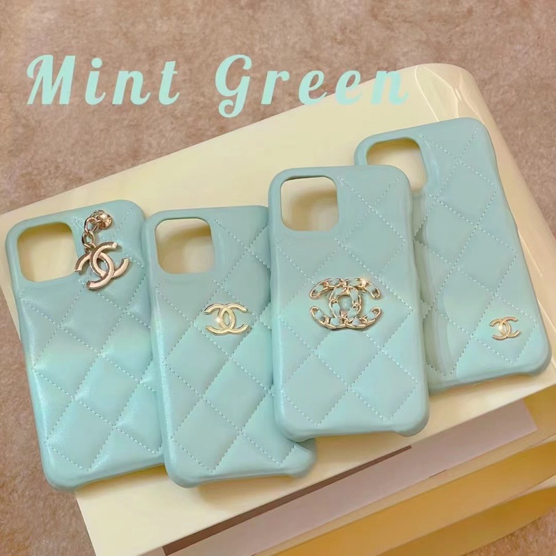 Casing Mint Green Chnl Leather Iphone Case Leather for Iphone 12 13 14 Pro Max 12Pro 13Pro 14Pro 14Promax 13Promax 12Promax 14 Plus