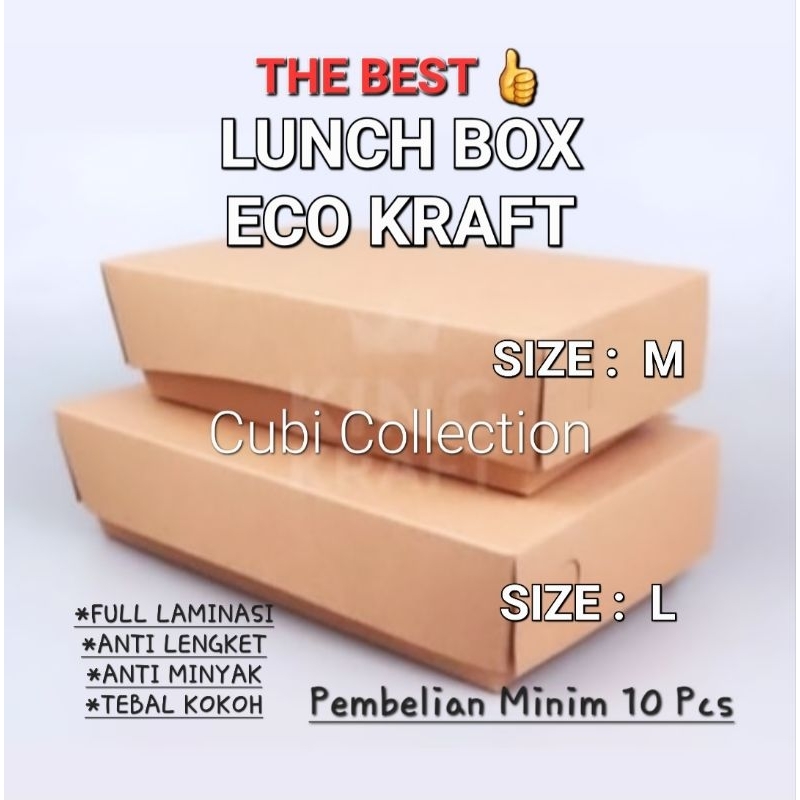 DUS KOTAK LUNCH BOX KRAFT LAMINASI FOODGRADE / DUS KOTAK NASI KRAFT LAMINASI TERMURAH