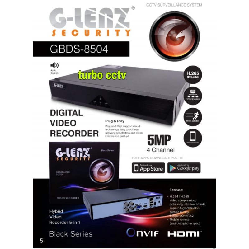 DVR 4CH GLENZ FULL 5MP DVR CCTV 4 CH 5MP GBDS-8504