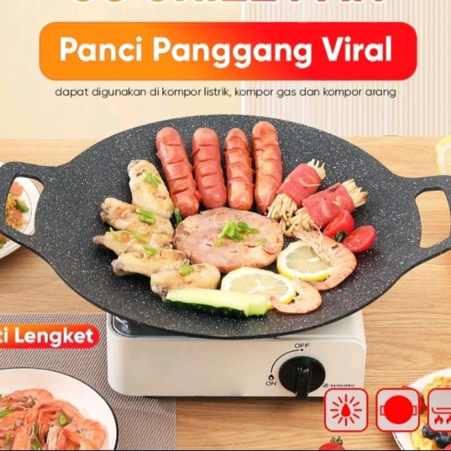 Panggangan Baking Grill Pan / Wajan Grill Pan Bulat Serbaguna