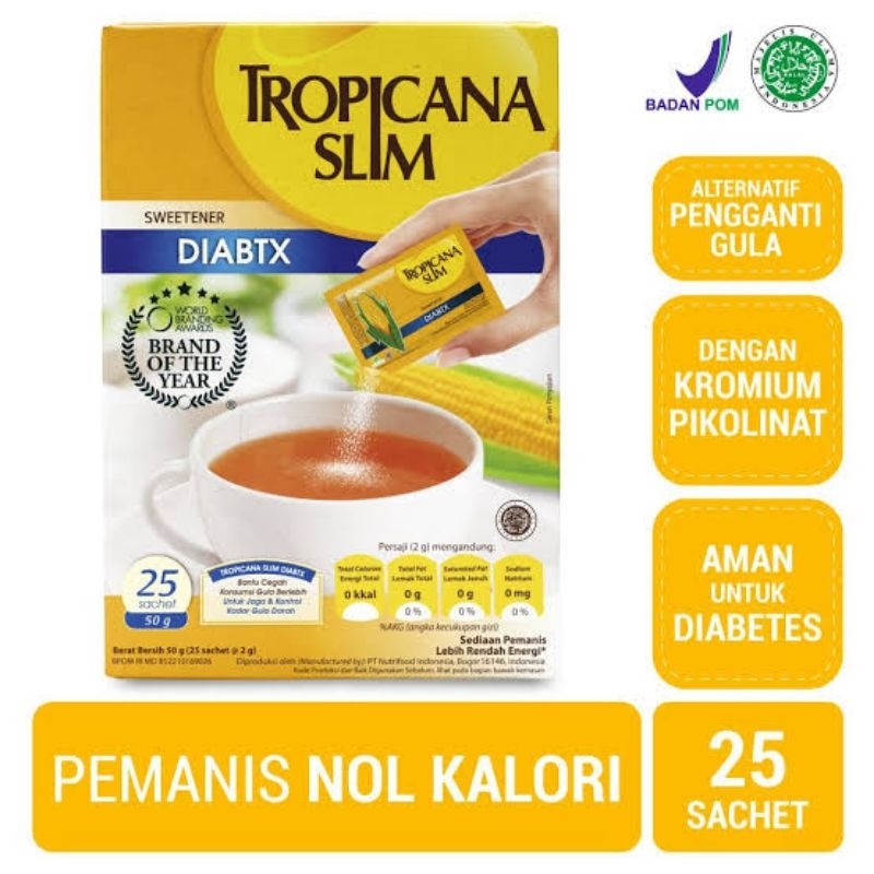 Tropicana Slim Sweetener Diabtx Classic 100 50 25 Sachet - Pemanis untuk Diabetesi