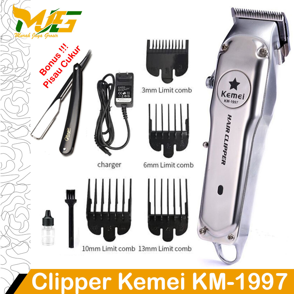 Promo Kemei KM 1997 + GRATIS PISAU CUKUR LIPAT CLIPPER ALAT CUKUR RAMBUT CAS
